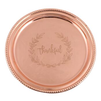 Botanical Art Deco Round Copper Drinks Tray, 2 of 9