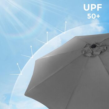 270 Cm Grey Garden Sunshade Parasol Umbrella, 2 of 8