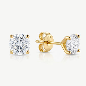 18k Gold Cz Stud Earrings, Women's Jewellery Gift, 2 of 4