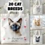 Personalised Tote Bag Cat With Love Hearts. 20 Different Breeds, thumbnail 1 of 12