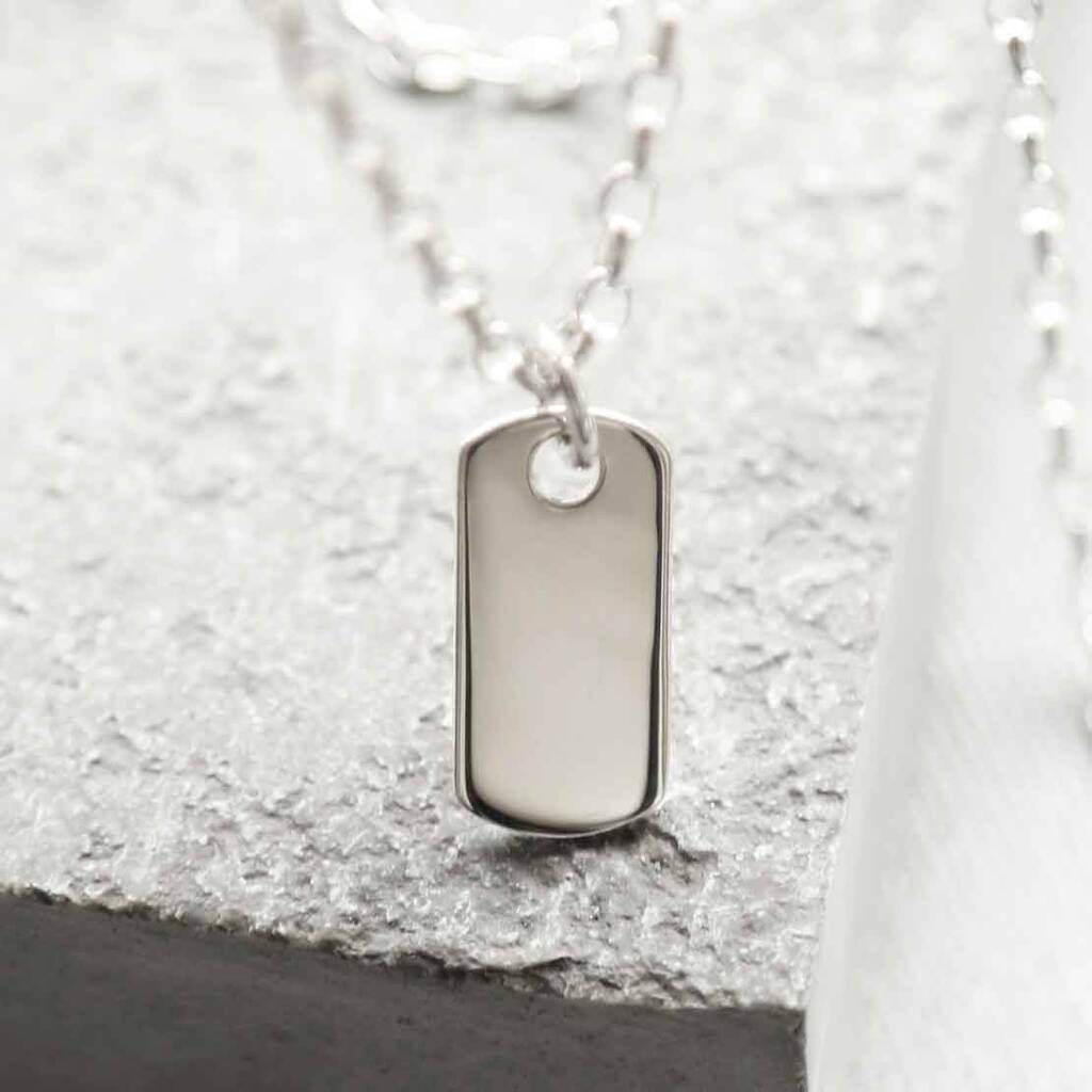 Sterling Silver Small Solid Dog Tag Necklace, 1 of 6