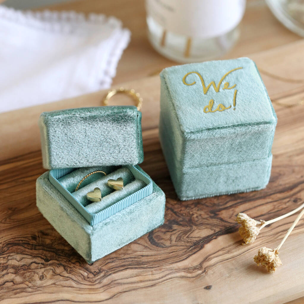 Personalised Green Velvet Earrings Box By Lisa Angel