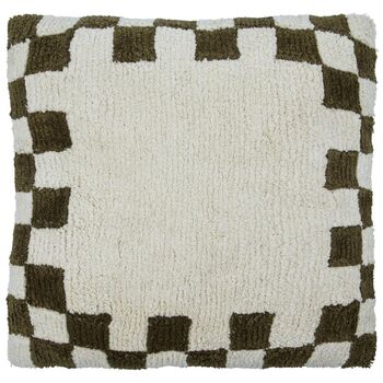 Chess Cushion Cover In Green Off White 50x50cm, 4 of 4