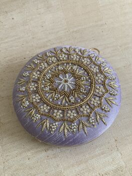 Purple Circular Raw Silk Bangle Clutch Bag, 6 of 11