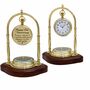 Personalised Brass 22nd Anniversary Desk Clock With Compass, thumbnail 1 of 12