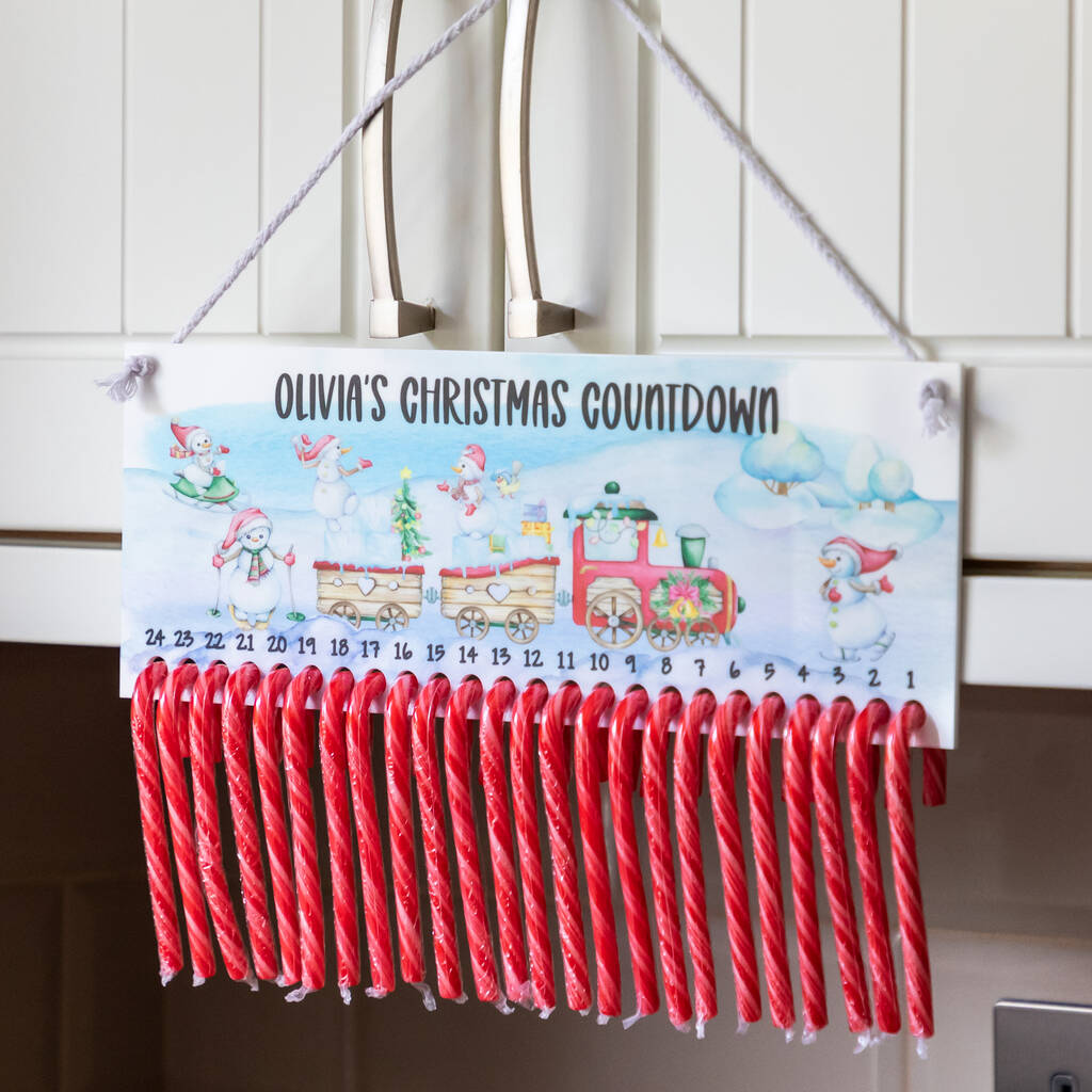 Personalised Candy Cane Advent Calendar Festive Train By Mirrorin