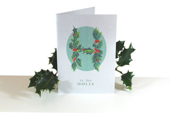Silver Christmas Card Holly, 3 of 5