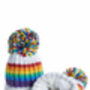 Gay Pride Rainbow Luxury Reflective Bobble Hat White, thumbnail 5 of 6