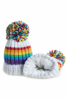 Gay Pride Rainbow Luxury Reflective Bobble Hat White, 5 of 6