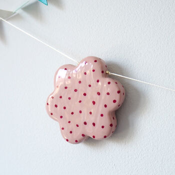 Personalised Handmade Name Garland With Flowers And Polka Dot Design, 6 of 8