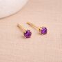 Solid 9ct Gold February Amethyst Birthstone Stud Earrings – 4mm, thumbnail 1 of 3