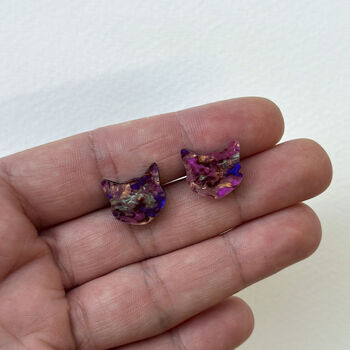 Abalone Cat Stud Earrings, 4 of 7