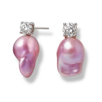 Aurora Pink Baroque Pearl Earrings, 2 of 5