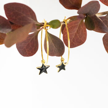 Enamel Star Gold Plated Hoop Earrings, 3 of 7