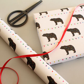 Tangled Bear, Christmas Lights Wrapping Paper, 2 of 4