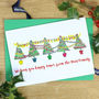 Row Of Festive Trees Christmas Cards, thumbnail 1 of 3