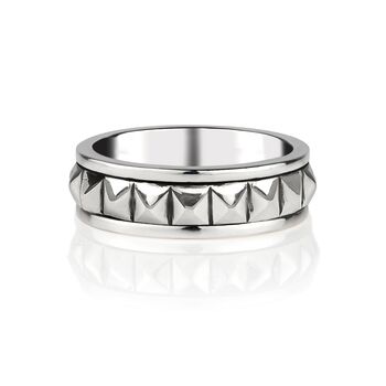 Sterling Silver Pyramid Men's Spinning Ring, 4 of 9