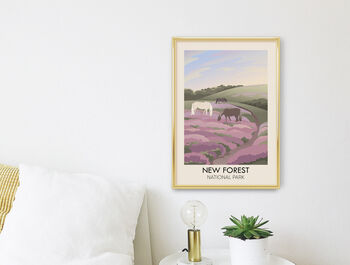 New Forest National Park Travel Poster Art Print, 3 of 8