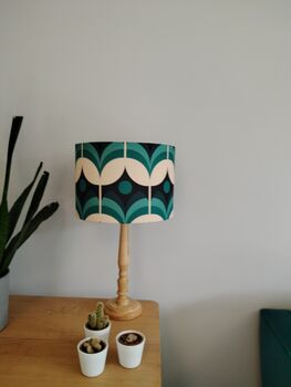 Blue Geometric Retro Floral Design Handmade Lampshade Table Floor Or Ceiling Pendant, 2 of 10