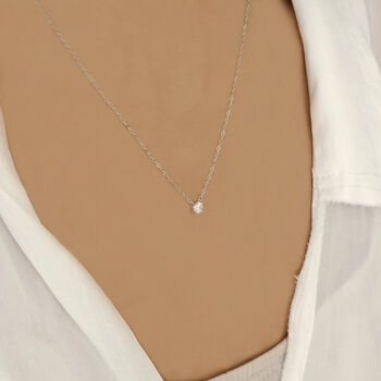 Solitaire Diamond Necklace Silver, 2 of 9