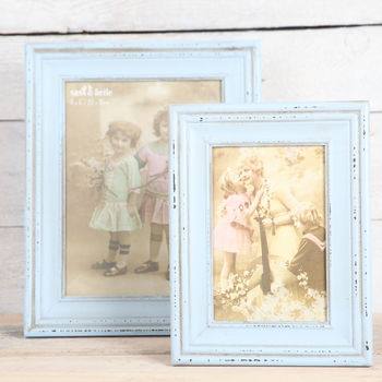 Wooden Vintage Style Blue Photo Frame, 6 of 6