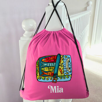 Personalised Sardines Drawstring Pe Kit Bag, 4 of 5