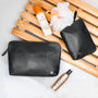 Ladies Black Buffalo Leather Cosmetics Case Gift Set, thumbnail 1 of 11