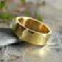 7mm Wide Hammered Effect Wedding Band In Yellow Gold, thumbnail 3 of 4