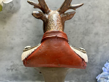 26cm Red Gentleman Stag Bust – Mini Deer Suit Figurine, 9 of 12