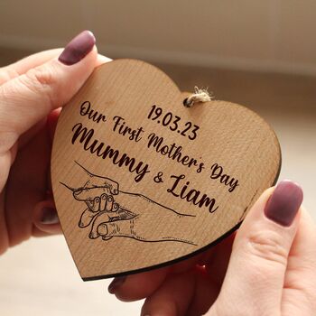 Our First Mothers Day Wooden Heart, First Time Mom Gift, 3 of 4