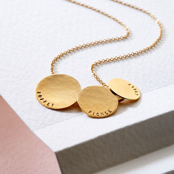 Personalised Triple Hammered Disc Necklace, 2 of 9
