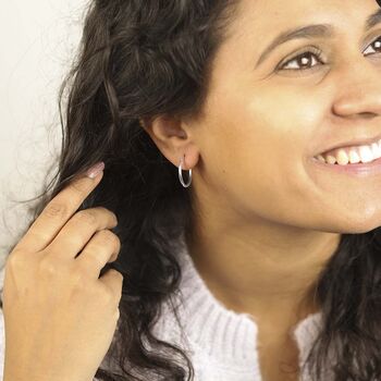 Sterling Silver 18mm Hoop Earrings, 3 of 4