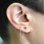 Emerald May Birthstone Gold Plated Threader Earrings, thumbnail 3 of 9