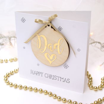 Dad Wooden Bauble Christmas Card, 2 of 4
