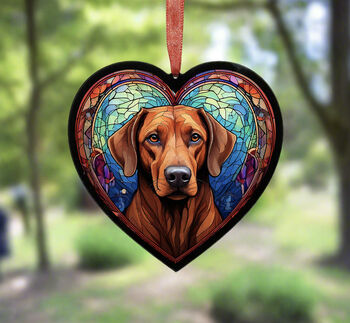 Rhodesian Ridgeback Stained Glass Effect Heart Suncatcher, 4 of 5