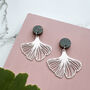 Gingko Leaf Plant Drop Stud Earrings Gold And Silver Plated, thumbnail 2 of 5