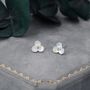 Three Petal Flower Stud Earrings In Sterling Silver, thumbnail 3 of 11