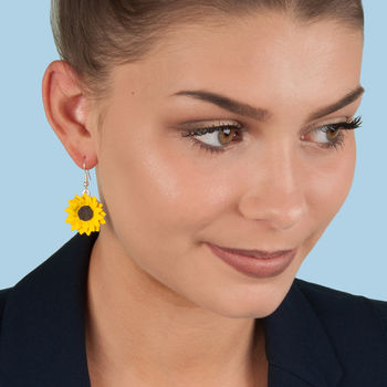 Hand Painted Sunflower Dropper Earrings, 4 of 5