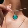 Eye Am Protected Turquoise Enamel Coin Necklace, thumbnail 5 of 12