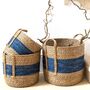 Woven Baskets With An Indigo Stripe, thumbnail 1 of 1