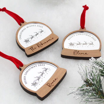 Personalised Snow Globe Style Christmas Bauble, 2 of 5
