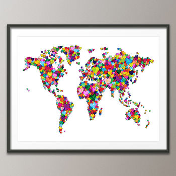 Love Hearts Map Of The World Art Print, 5 of 5