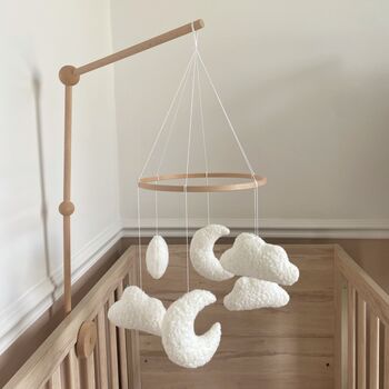 Boucle Cloud And Moon Mobile Nursery Decor, 2 of 6