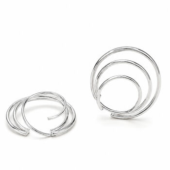 Silver Triple Hoop Illusion Earrings, 3 of 7
