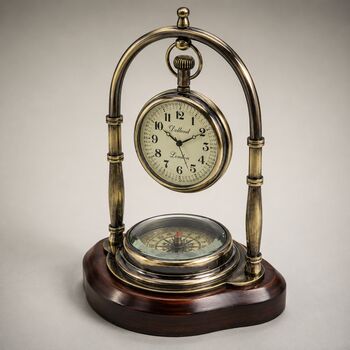Personalised Bronze 1st Anniversary Desk Clock With Compass, 8 of 12