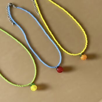 Colourful Beaded Fruit Charm Necklace, 3 of 3