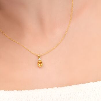 Citrine Pendant Necklace In Sterling Silver And Gold, 4 of 11
