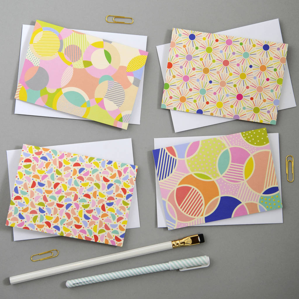 multi pack of eight spot print notecards by elvira van vredenburgh designs