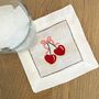 Embroidered Cherry Cocktail Napkin, thumbnail 1 of 4