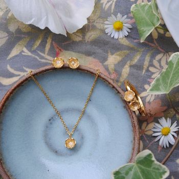 Diamond Forget Me Not Necklace In Gold Plated Silver, 4 of 5